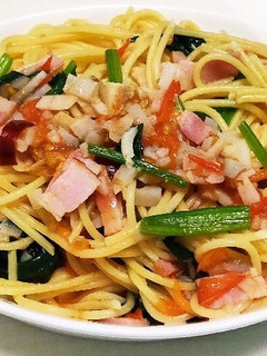 帆立とトマトの蓮子シャキシャキパスタ-レシピのメイン写真