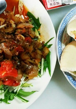 『挽き肉の和風バジルトマト炒め』-レシピのメイン写真