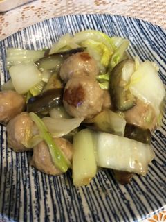 鶏団子とナス、白菜炒め-レシピのメイン写真