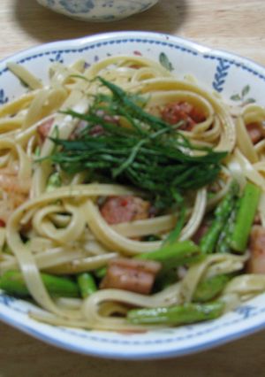 大葉とアスパラのフェットチーネ-レシピのメイン写真