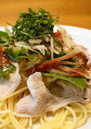 豚しゃぶと香味野菜の冷製パスタ-レシピのメイン写真