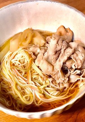 こくうまあったか〜い！豚ねぎそうめん-レシピのメイン写真