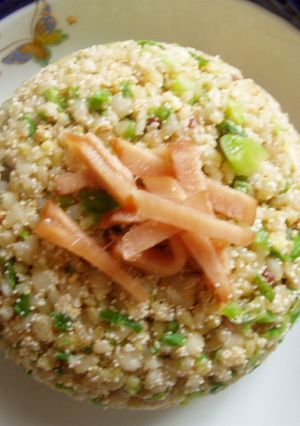 ヘルシー！明太子とねぎの炒飯風混ぜご飯！-レシピのメイン写真