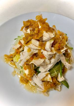 蒸し鶏と白菜の冷菜！玉ねぎ生姜だれ！-レシピのメイン写真