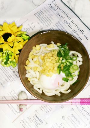 釜玉うどん風(冷)-レシピのメイン写真
