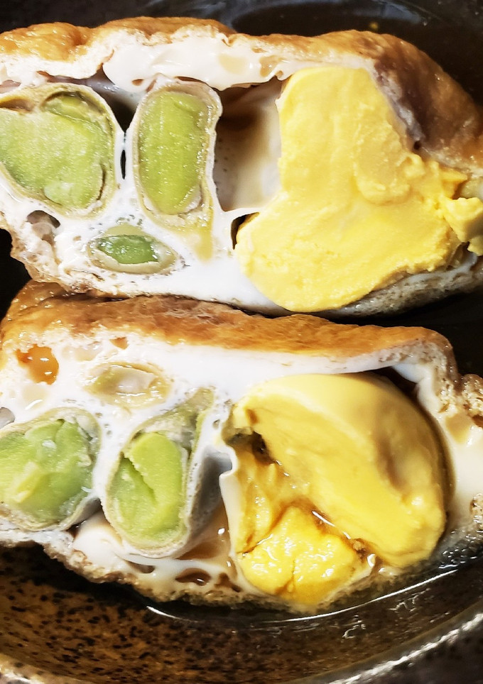 卵と空豆のおあげ袋煮♪すき焼き味で-レシピのメイン写真
