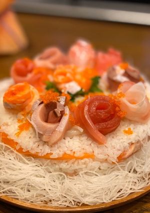 超豪華！　母の日の押し寿司ケーキ（娘作）-レシピのメイン写真