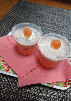 寒天ゼリーヨ−グルト漬けフル−ツデザート-レシピのメイン写真