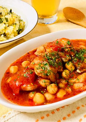 鶏ももとひよこ豆のトマト煮込み-レシピのメイン写真