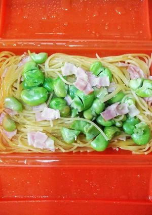 梨湖の簡単!ルクエでそら豆スパ-レシピのメイン写真
