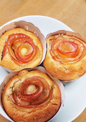 母の日にりんごで作るバラのカップケーキ☆-レシピのメイン写真