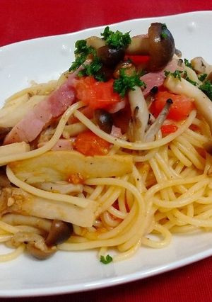きのことトマトのスパゲッティ-レシピのメイン写真