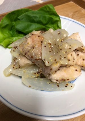 鶏胸肉と新玉ねぎのマスタード炒め-レシピのメイン写真