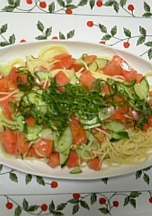 ★トマト・キュウリ・大葉の冷製パスタ★-レシピのメイン写真