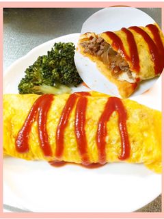 挽肉入り簡単オムレツ♪-レシピのメイン写真
