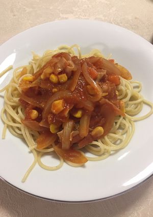 甘い野菜とトマトソーススパゲッティ-レシピのメイン写真