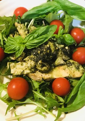 冷凍鶏肉活用●ゆで鶏のジェノベーゼソース-レシピのメイン写真