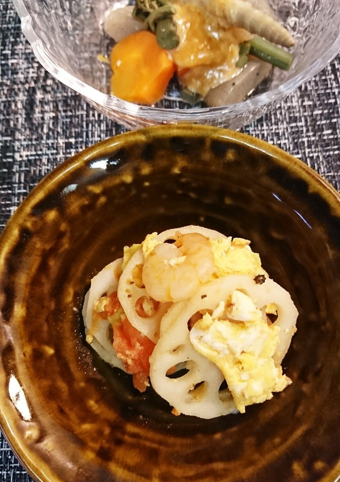 エビ蓮根卵トマト炒め-レシピのメイン写真