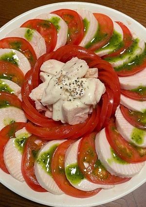 鶏ハムとトマトのサラダ・カプレーゼ風-レシピのメイン写真