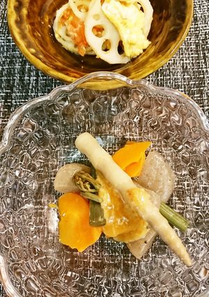 ねまがり竹・ワラビ水煮お野菜辛味噌がけ-レシピのメイン写真