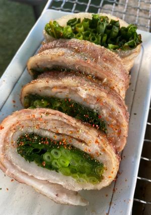 BBQで!小葱の豚バラロール焼き-レシピのメイン写真