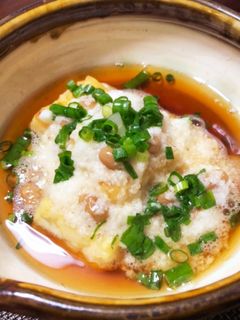 ヘルシー揚げない揚げ出し豆腐の納豆山かけ-レシピのメイン写真