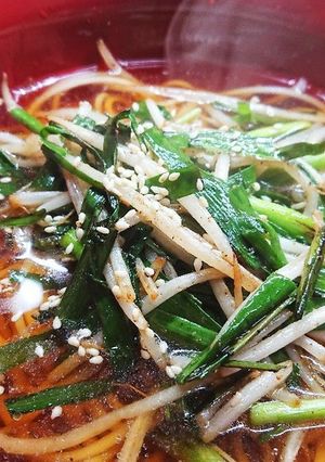 ぶっかけニラもやしひやむぎ-レシピのメイン写真