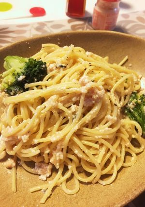 豆腐で作るクリーミーたらこスパ♪-レシピのメイン写真