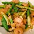 ガリバタ醤油でアスパラとエビの炒め