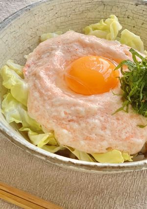 春キャベツ明太とろろうどん-レシピのメイン写真