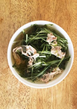 水菜と豚肉の煮物-レシピのメイン写真