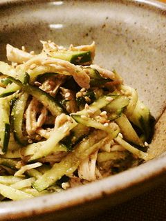 *鶏ムネ肉と胡瓜のからしごま和え*-レシピのメイン写真