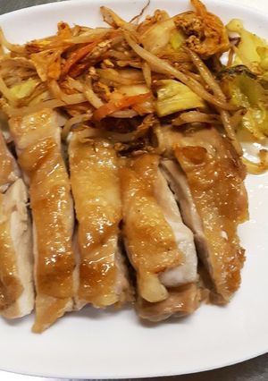 鶏照り焼きともやしミックスキムチ炒め。-レシピのメイン写真