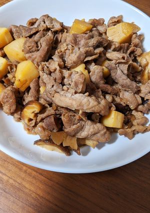 しいたけとたけのこと豚肉の甘辛炒め-レシピのメイン写真