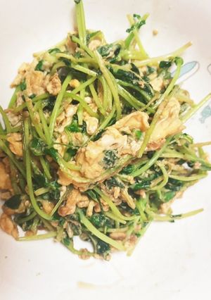 豆苗の卵炒め（すぐできます）写真説明-レシピのメイン写真