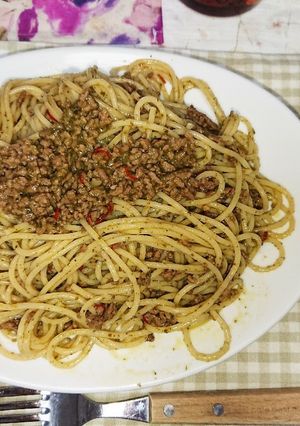 簡単ジェノベーゼと挽き肉の時短パスタ-レシピのメイン写真
