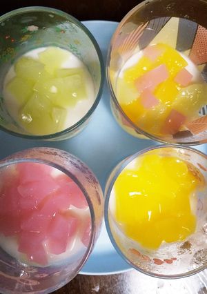 紫陽花＆カラフル 牛乳かんカルピスかん-レシピのメイン写真