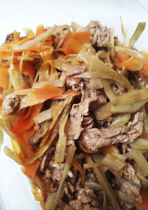 ピーラーで時短!牛肉とごぼうの炒め物-レシピのメイン写真