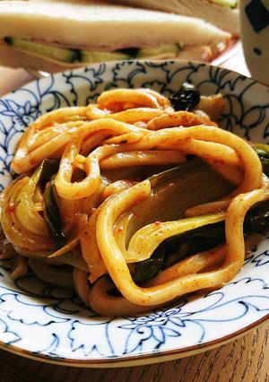 鍋底に残ったチキンカレーで焼きうどん-レシピのメイン写真