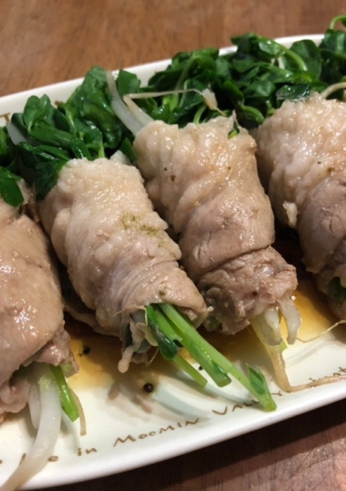 豆苗ともやしの豚バラ巻き-レシピのメイン写真