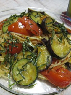 夏野菜!大葉にんにくしょうゆパスタ-レシピのメイン写真