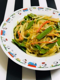 モヤシのカレー炒め カニカマ・緑の野菜-レシピのメイン写真
