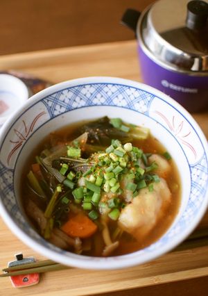 【電鍋レシピ】お野菜たっぷりすいとん-レシピのメイン写真