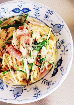 水菜ベーコンパスタ♪具材はお好みで！-レシピのメイン写真
