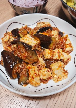 豆板醤も油もナシ♪ヘルシー麻婆茄子豆腐-レシピのメイン写真