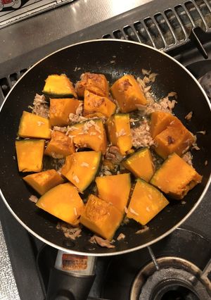 フライパンで！かぼちゃの煮物-レシピのメイン写真