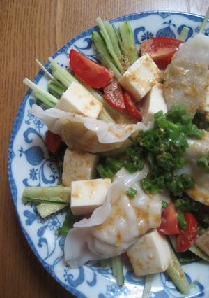 夏にぴったり～簡単冷やし水餃子サラダ-レシピのメイン写真