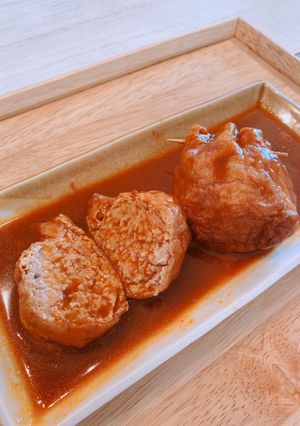 斬新！油揚げで包む！煮込みハンバーグ！-レシピのメイン写真