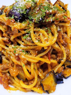 ミートソースで簡単!ナスのスパゲティ-レシピのメイン写真