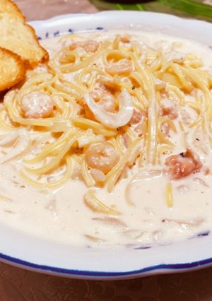 フライパン1つで明太クリームスープパスタ-レシピのメイン写真